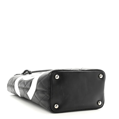 Chanel Calfskin Quilted Small Cambon Tote Black White 4 of 12