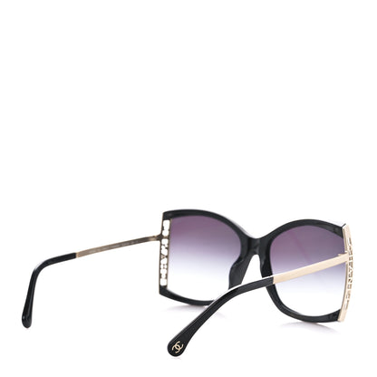 Chanel Acetate Metal Logo Square Sunglasses 71545A Black Gold 4 of 8