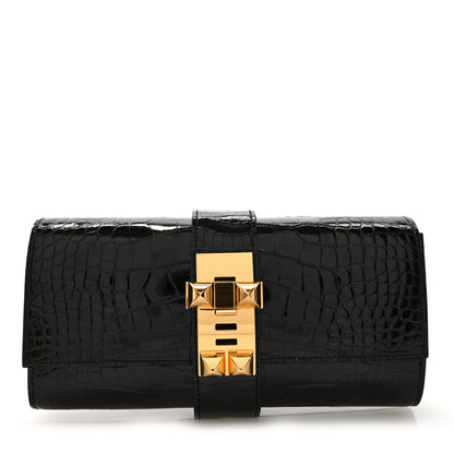 Hermes Shiny Alligator Medor Clutch 23 Black 1 of 8