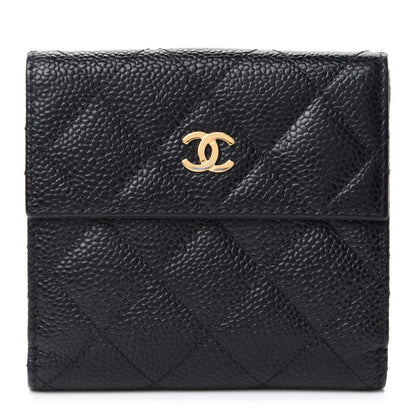 Chanel Caviar Quilted Compact French Flap Wallet Black 1 of 9
