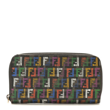 Fendi Zucchino Spalmati FF Multicolor Zip Around Wallet Black Multicolor 1 of 9