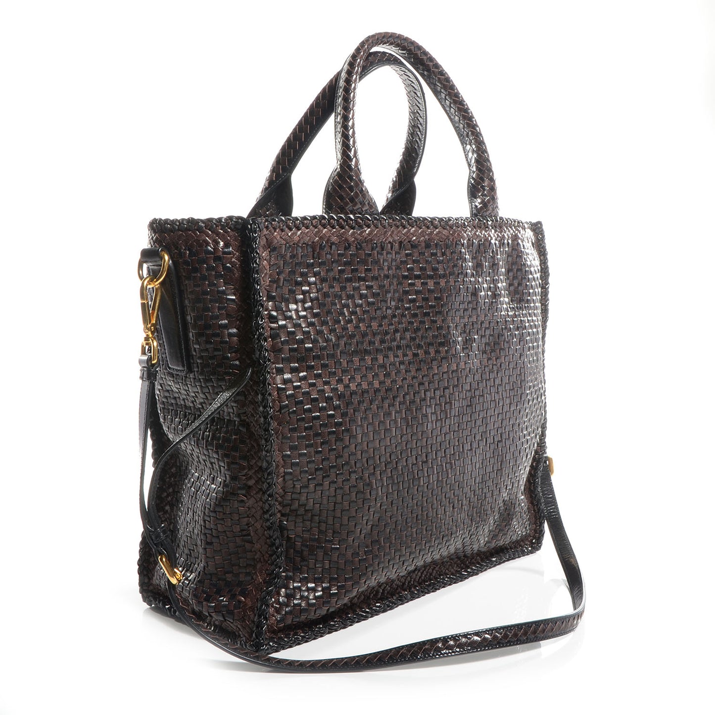 Goatskin Woven Large Tote Moro Black