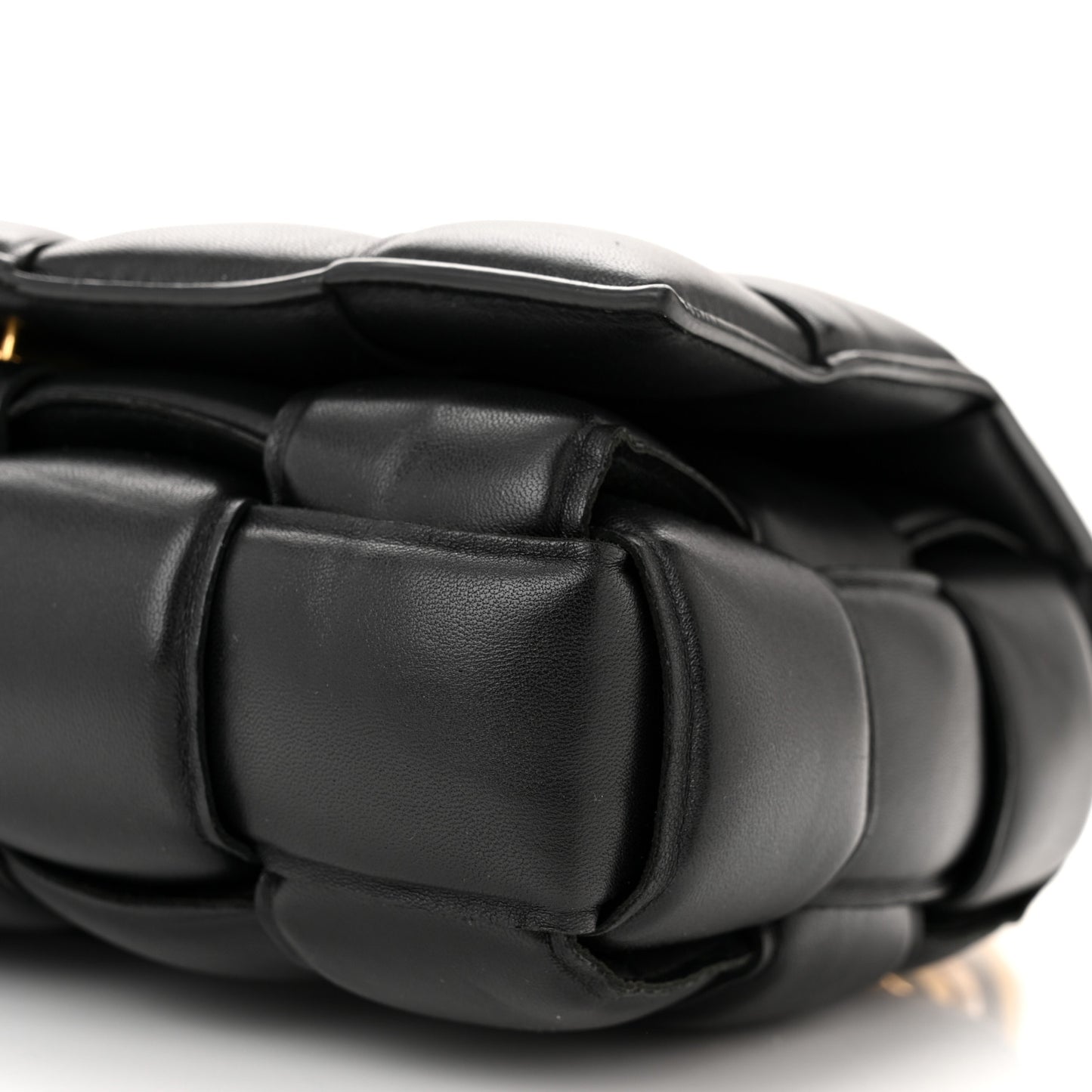 Lambskin Maxi Intreccio Padded Chain Cassette Crossbody Bag Black