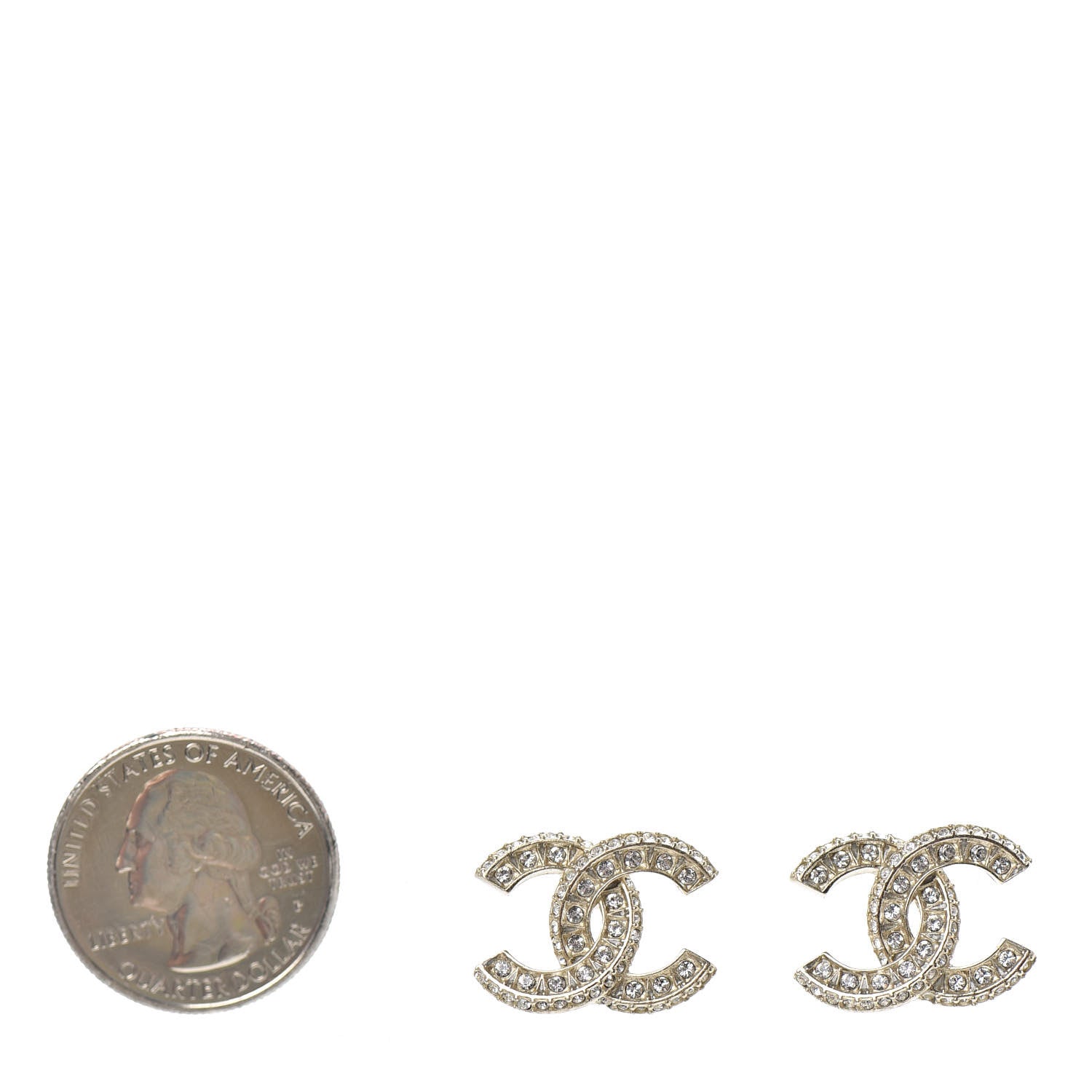 Chanel Crystal Timeless CC Earrings Light Gold 2 of 4