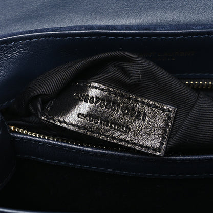 Saint Laurent Suede Y Quilted Monogram Toy Loulou Crossbody Bag Navy 7 of 9
