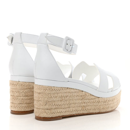 Hermes Goatskin Elda Espadrille Wedge Sandals 39 White 4 of 9