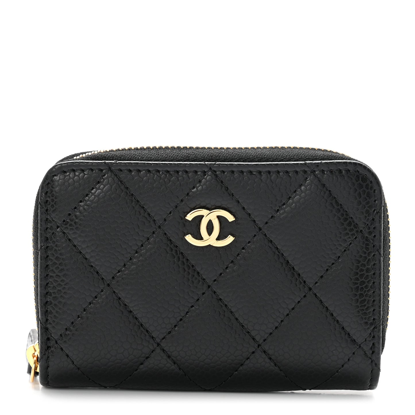 Caviar Quilted Zip Coin Purse Black