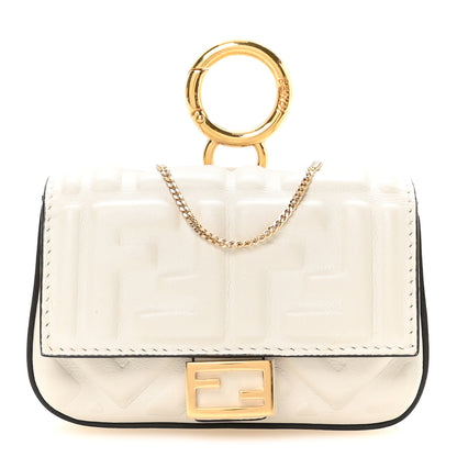 Fendi Nappa Matisse FF Embossed Nano Baguette Charm White 1 of 10