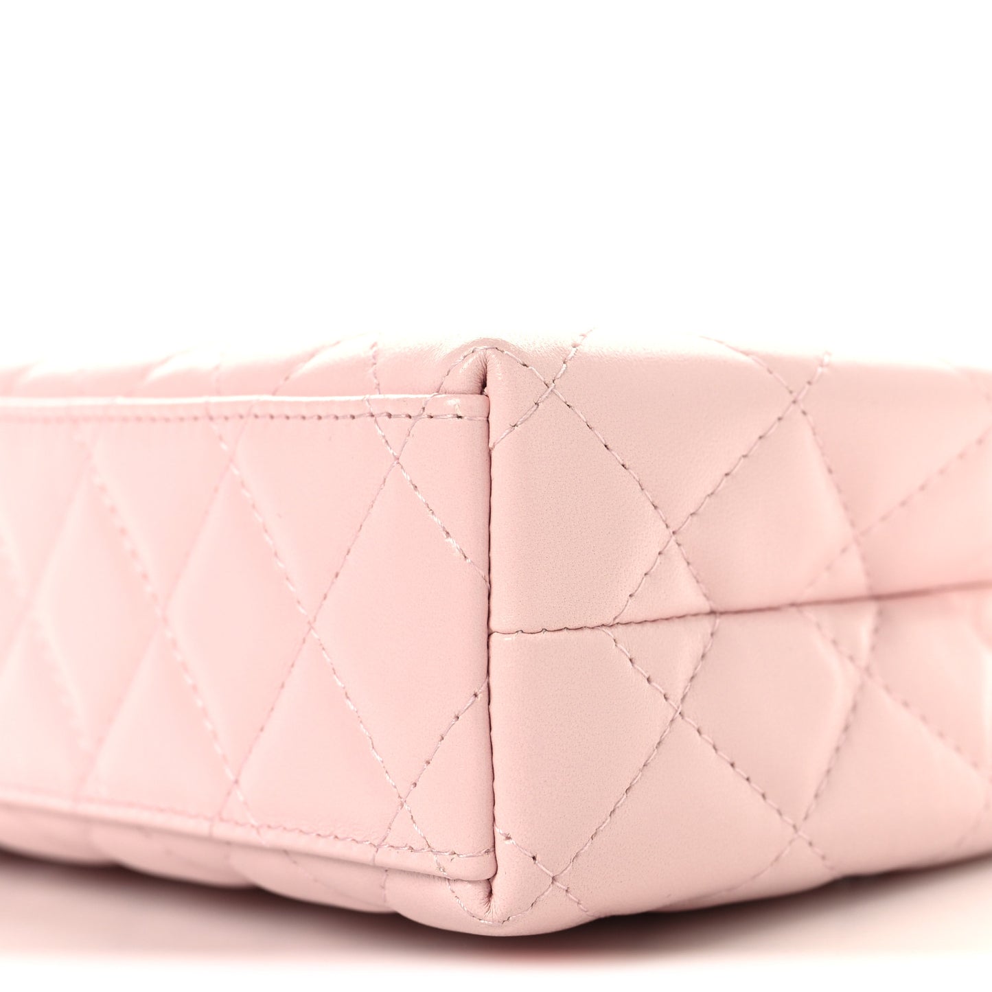 Shiny Aged Calfskin Quilted Nano Kelly Shopper Light Pink