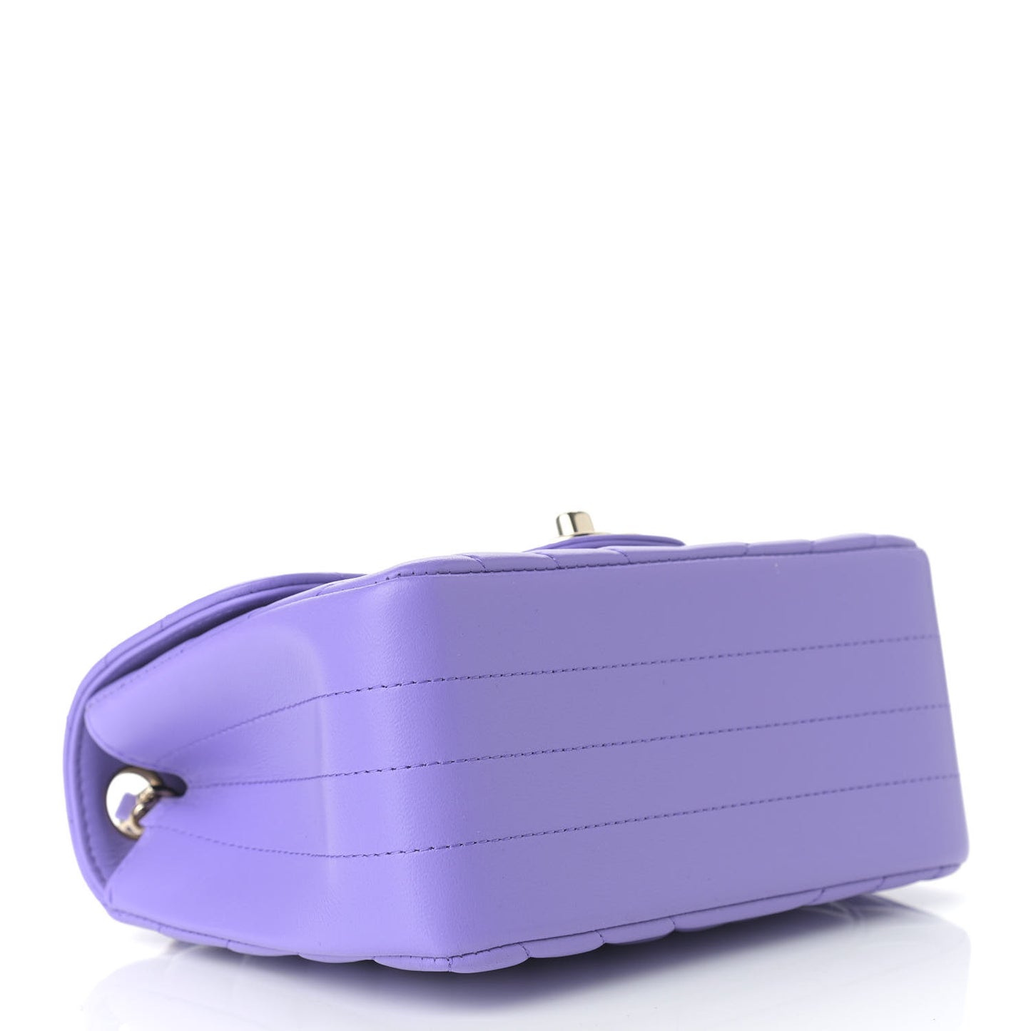Lambskin Chevron Quilted Mini Square Flap Purple