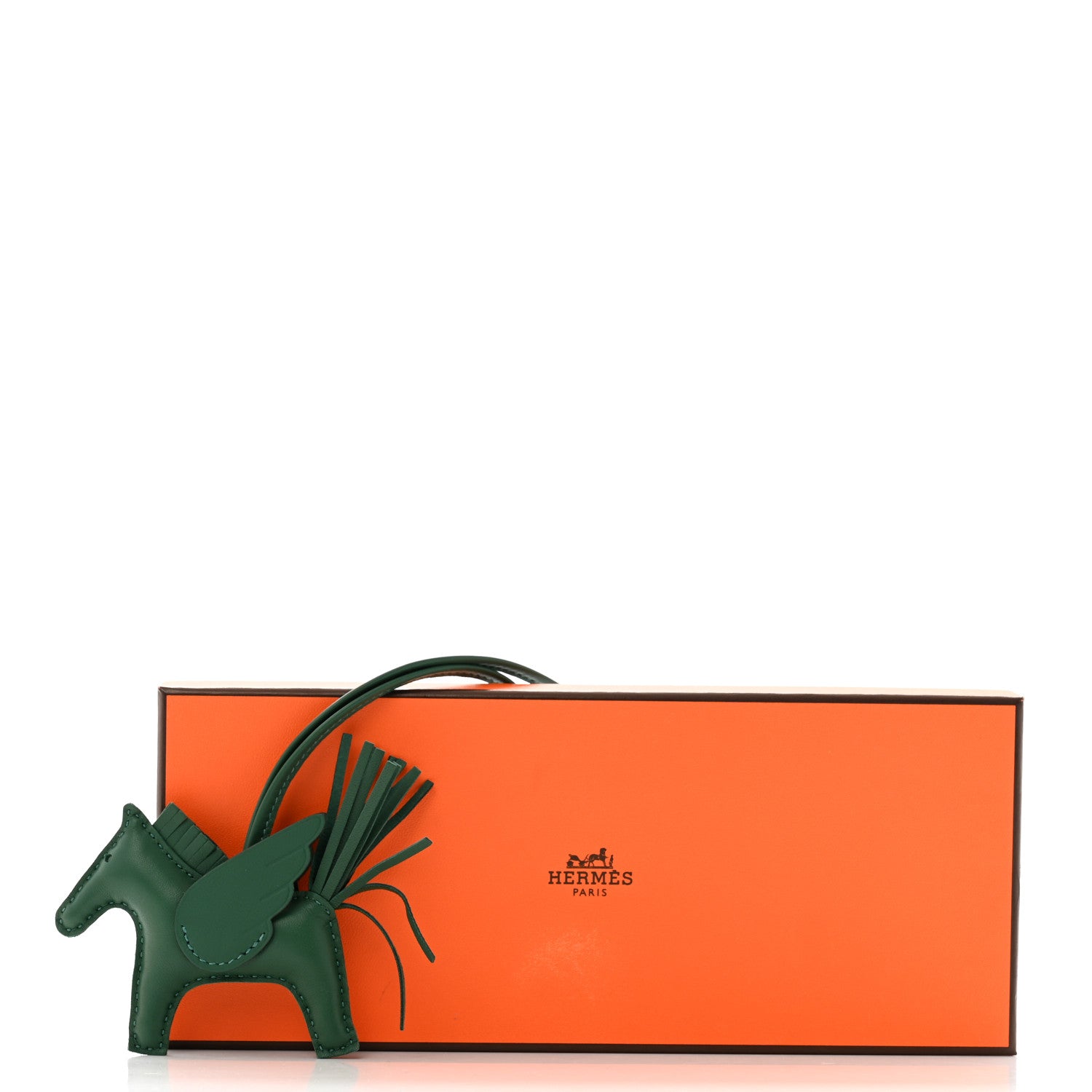 Hermes Milo Lambskin Grigri Rodeo Pegase Horse Bag Charm PM Vert Moyen 5 of 5