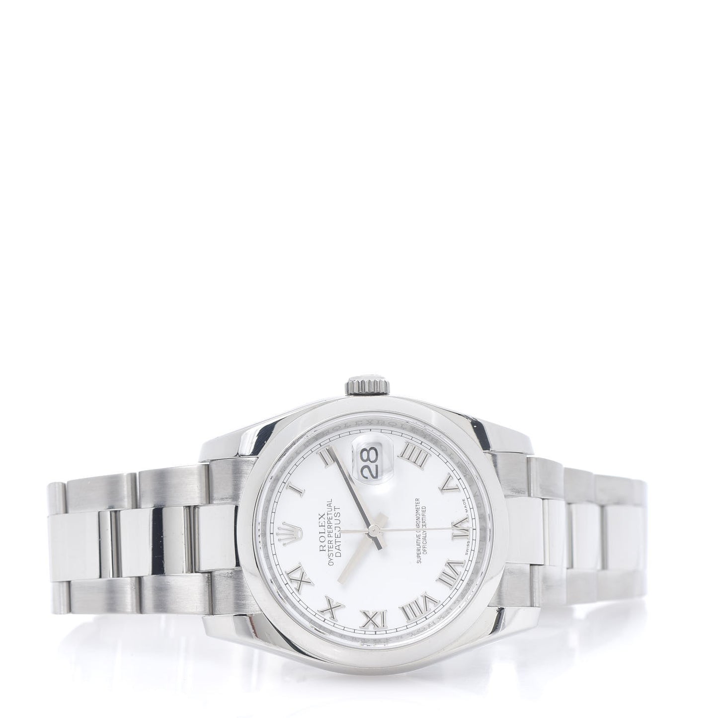 Stainless Steel 36mm Oyster Perpetual Datejust Watch White Roman 116200