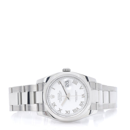Rolex Stainless Steel 36mm Oyster Perpetual Datejust Watch White Roman 116200 3 of 6