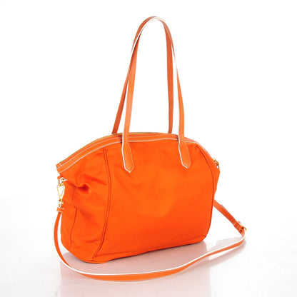 Prada Tessuto Nylon Saffiano Dome Satchel Papaya 3 of 8