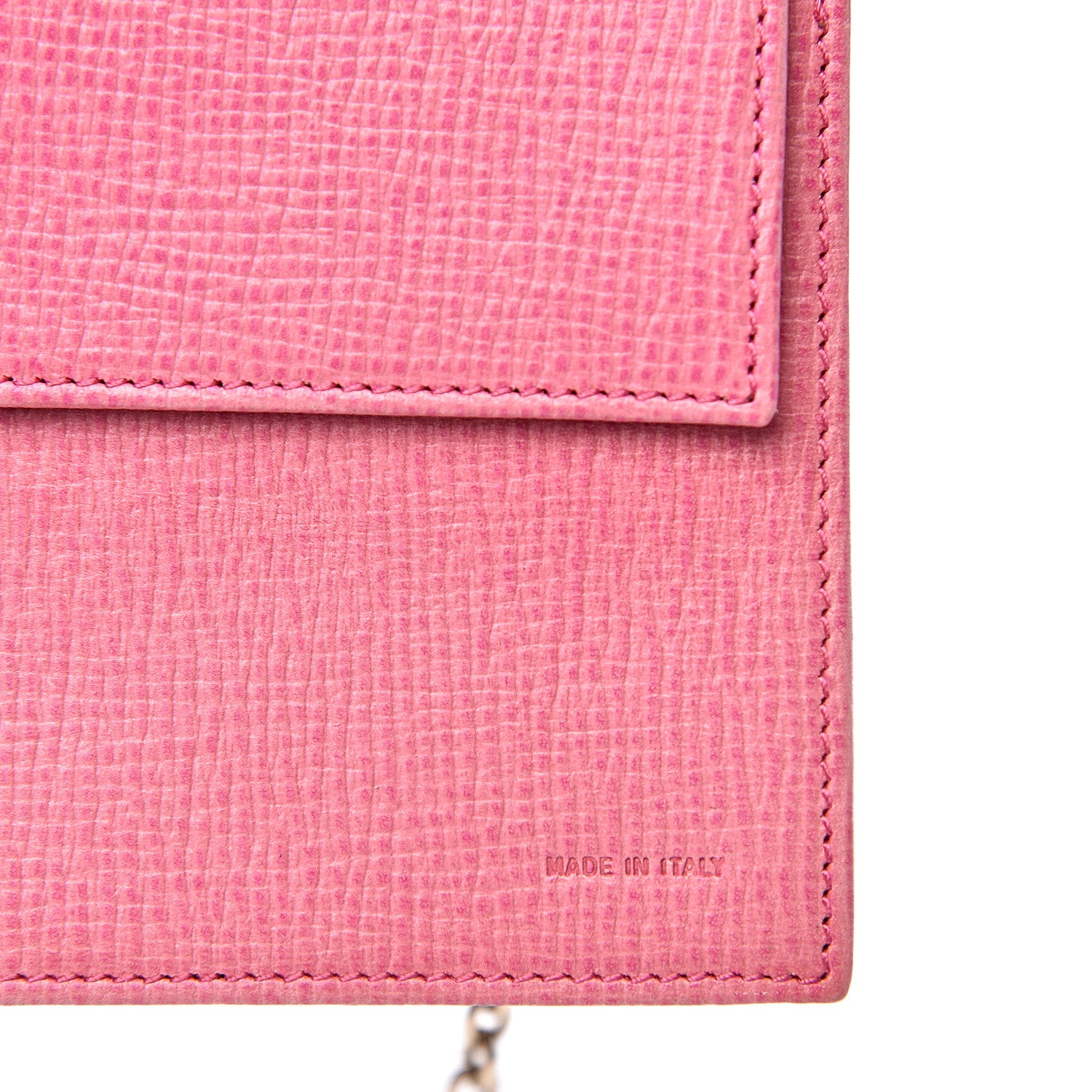 Fendi Zucca Spalmati Vitello Elite Chain Clutch Tobacco Fuxia Fragola 5 of 10