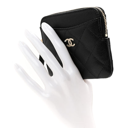 Chanel Caviar Quilted Zip Card Holder Wallet Black 2 of 8