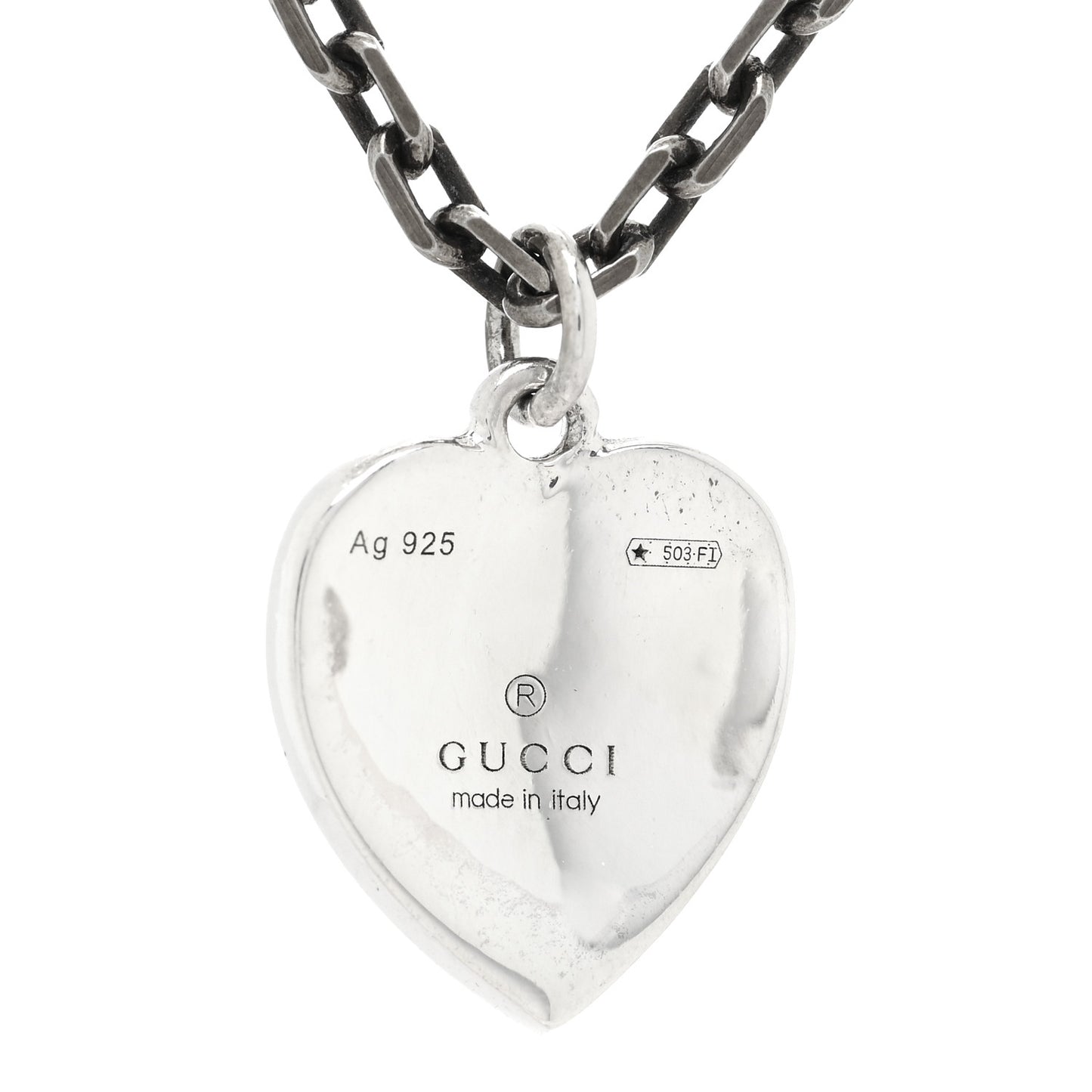Sterling Silver Enamel Interlocking G Heart Necklace Red