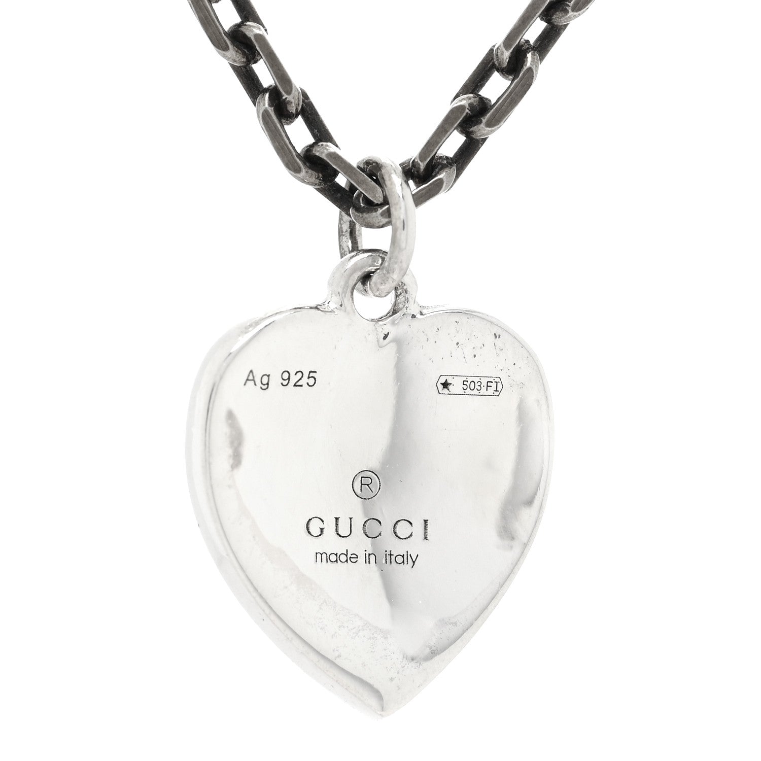 Gucci Sterling Silver Enamel Interlocking G Heart Necklace Red 5 of 5