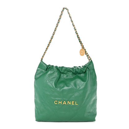 Chanel Shiny Calfskin Quilted Small Chanel 22 Green 1 of 14