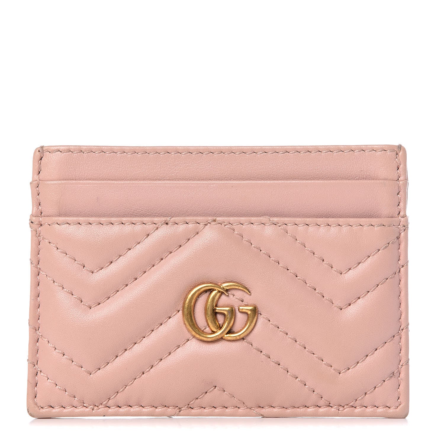 Gucci Calfskin Matelasse GG Marmont Card Holder Perfect Pink 1 of 7