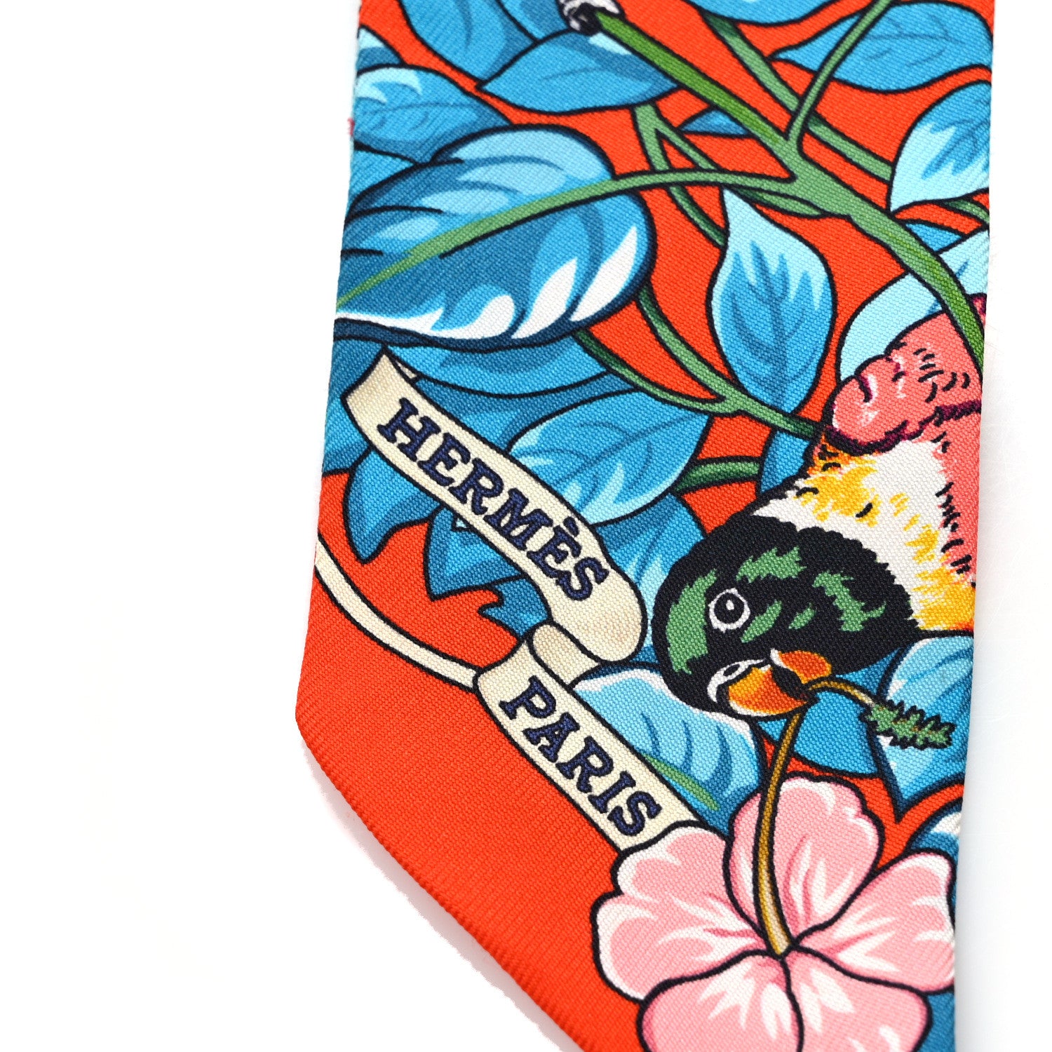 Hermes Silk Jungle Love Love Twilly Orange Bleu Brun 3 of 4