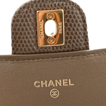 Chanel Calfskin Lizard Embossed Top Handle Long Clutch With Chain Dark Khaki 5 of 11