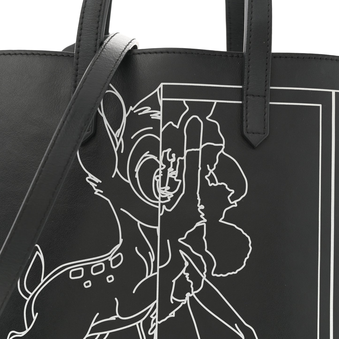 Calfskin Bambi Print Small Stargate Shopper Tote Black