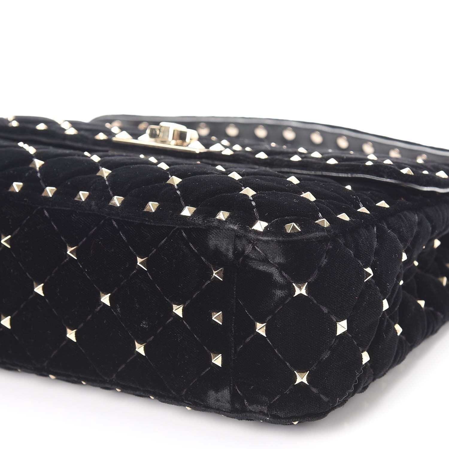 Valentino Garavani Velvet Medium Rockstud Spike Shoulder Bag Black 9 of 10