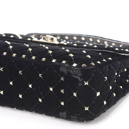 Valentino Garavani Velvet Medium Rockstud Spike Shoulder Bag Black 9 of 10
