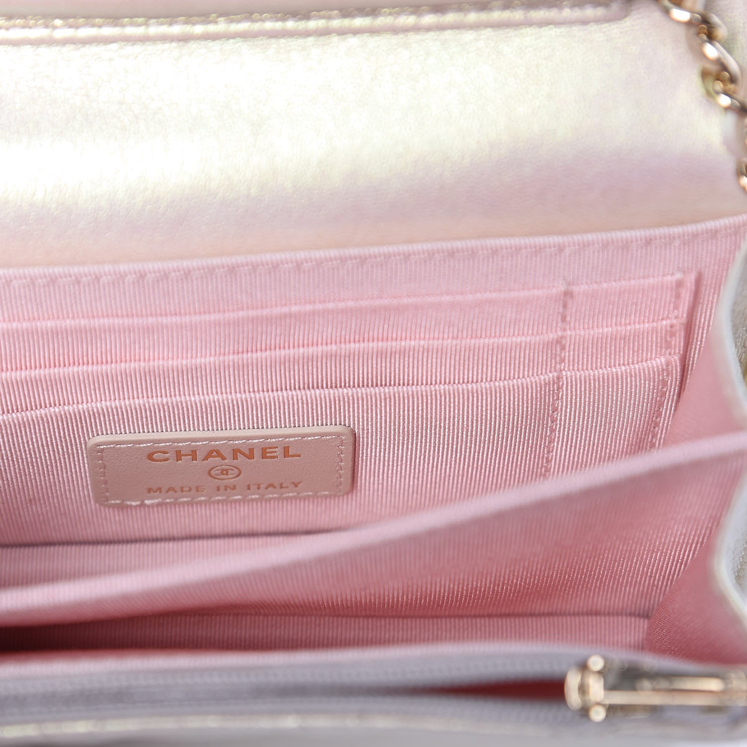 Chanel Iridescent Lambskin Quilted Mini Wallet On Chain WOC Ivory 8 of 11