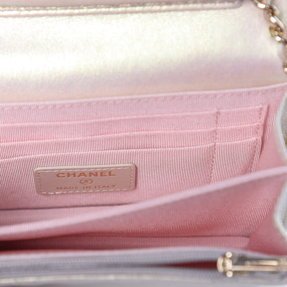 Chanel Iridescent Lambskin Quilted Mini Wallet On Chain WOC Ivory 8 of 11