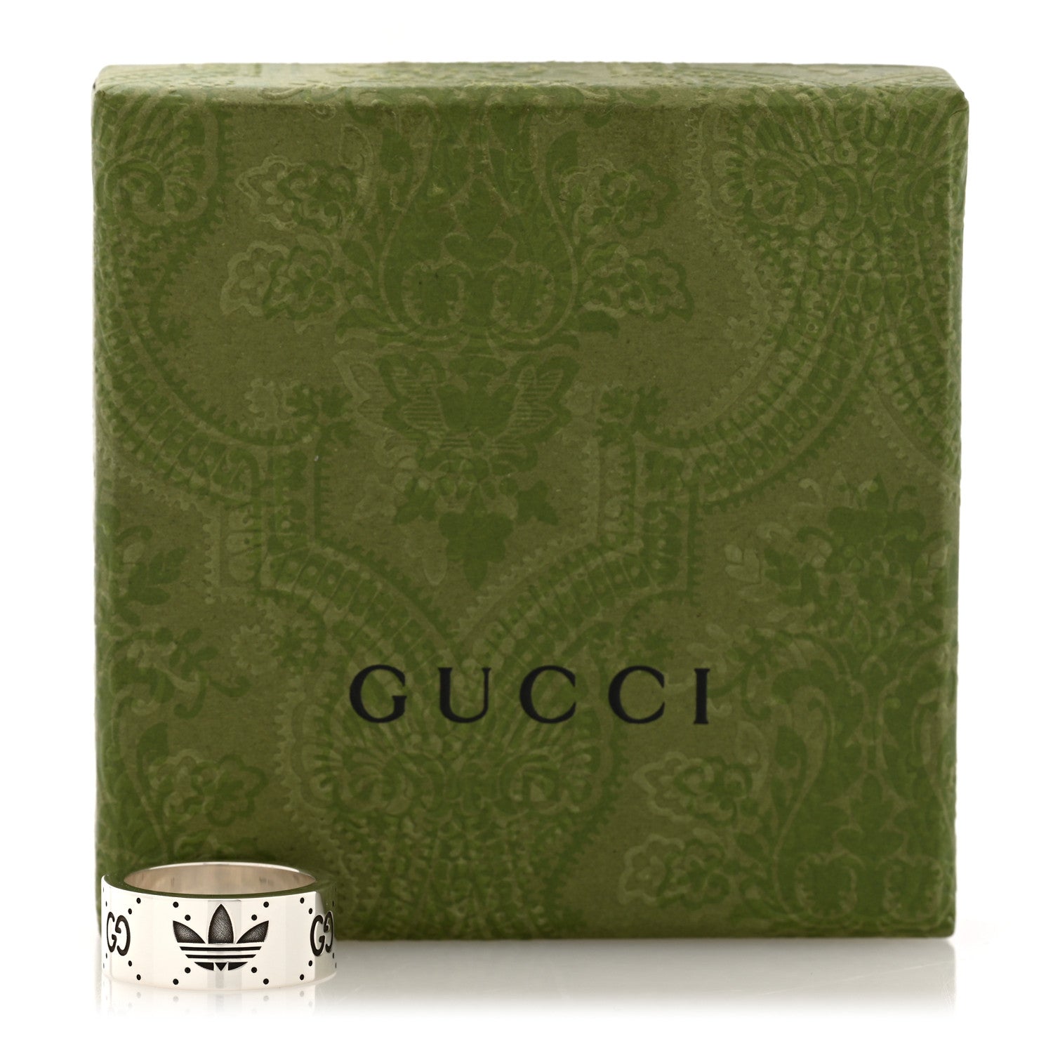 Gucci X ADIDAS Sterling Silver Trefoil GG Monogram Extra Wide Band Ring 57 8 5 of 5