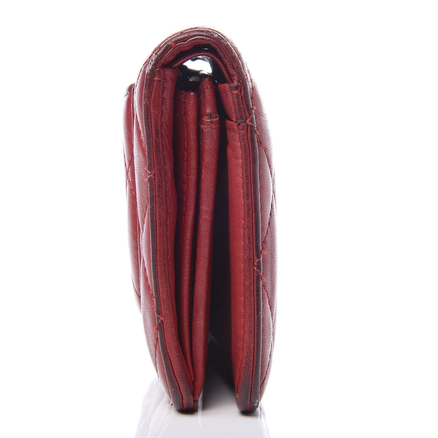 Lambskin Quilted Yen Wallet Red