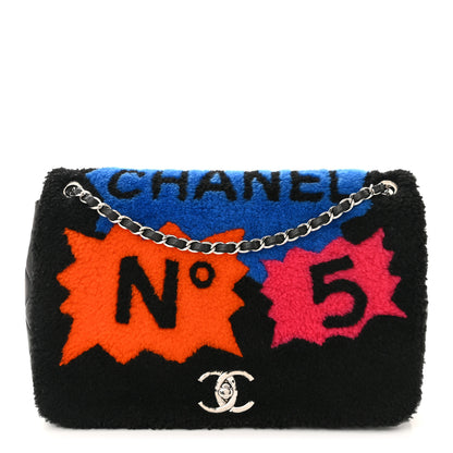 Chanel Shearling Lambskin Jumbo Chanel 100% Flap Black 1 of 10