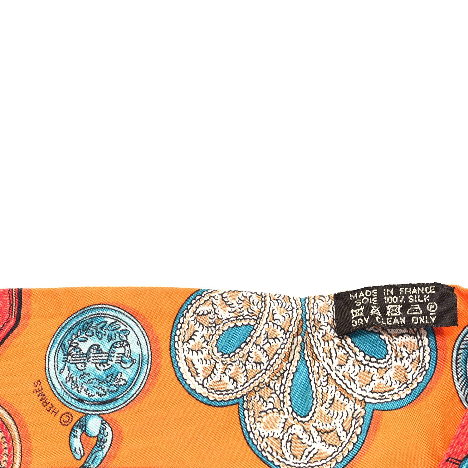 Hermes Silk Epaulettes Twilly Orange Turquoise Vert 3 of 4