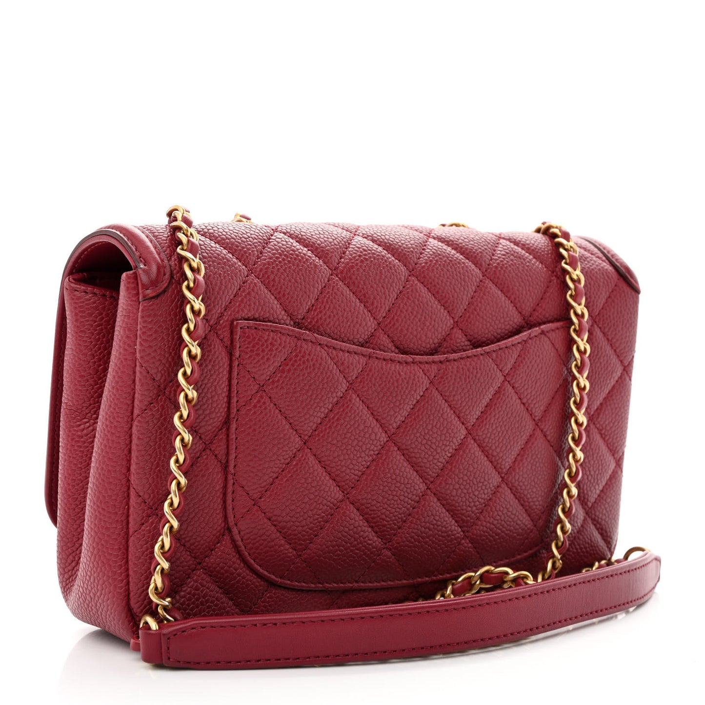 Caviar Quilted Small CC Filigree Flap Burgundy
