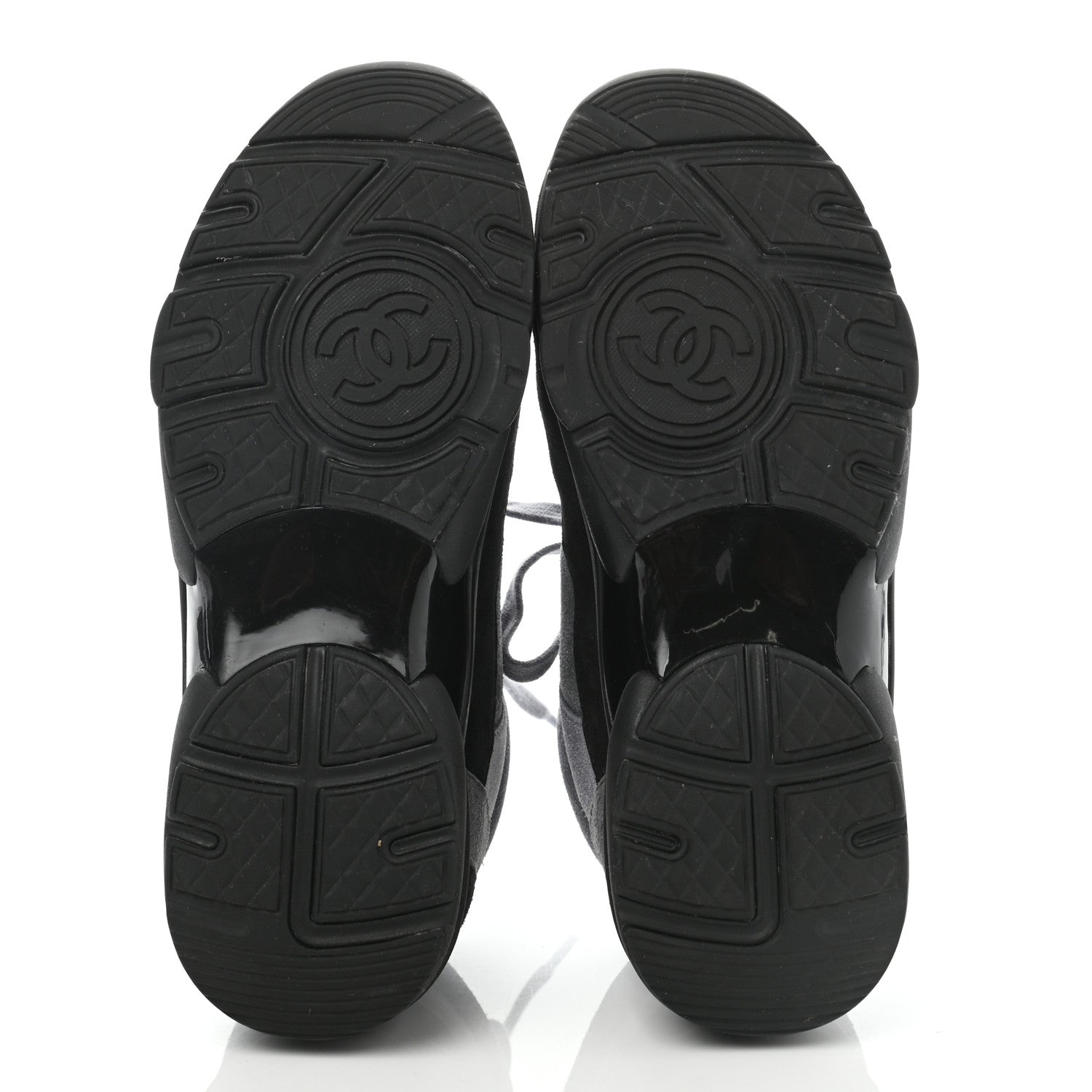 Chanel Suede Calfskin CC Sneakers 37 Black 7 of 13