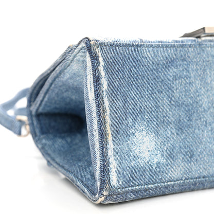 Balenciaga Nappa Denim Printed Small Hourglass Top Handle Bag Denim Blue 9 of 10