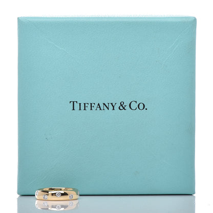 Tiffany 18K Yellow Gold Platinum Diamond 4mm Etoile Band Ring 48 4.5 6 of 6