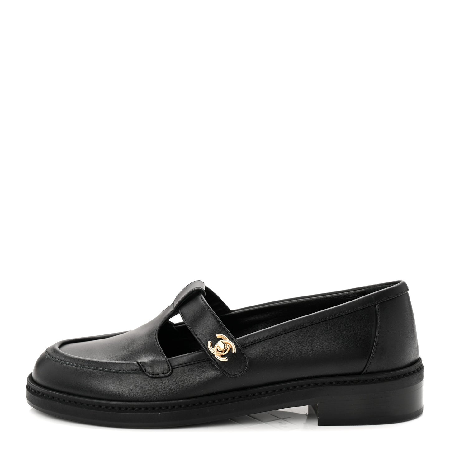 Calfskin CC Turnlock Moccasin Loafers 37.5 Black