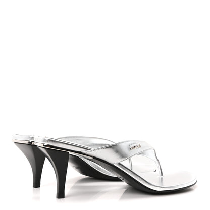 Gucci Nappa Silk Vittoria Thong Sandals 40.5 Silver 5 of 9
