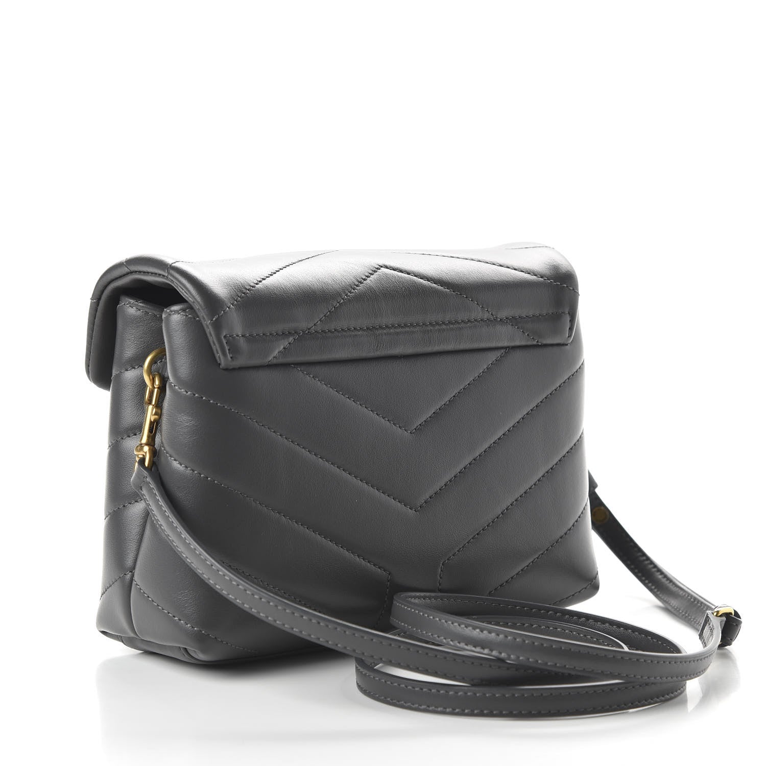 Saint Laurent Calfskin Y Quilted Monogram Toy Loulou Crossbody Bag Storm 3 of 10