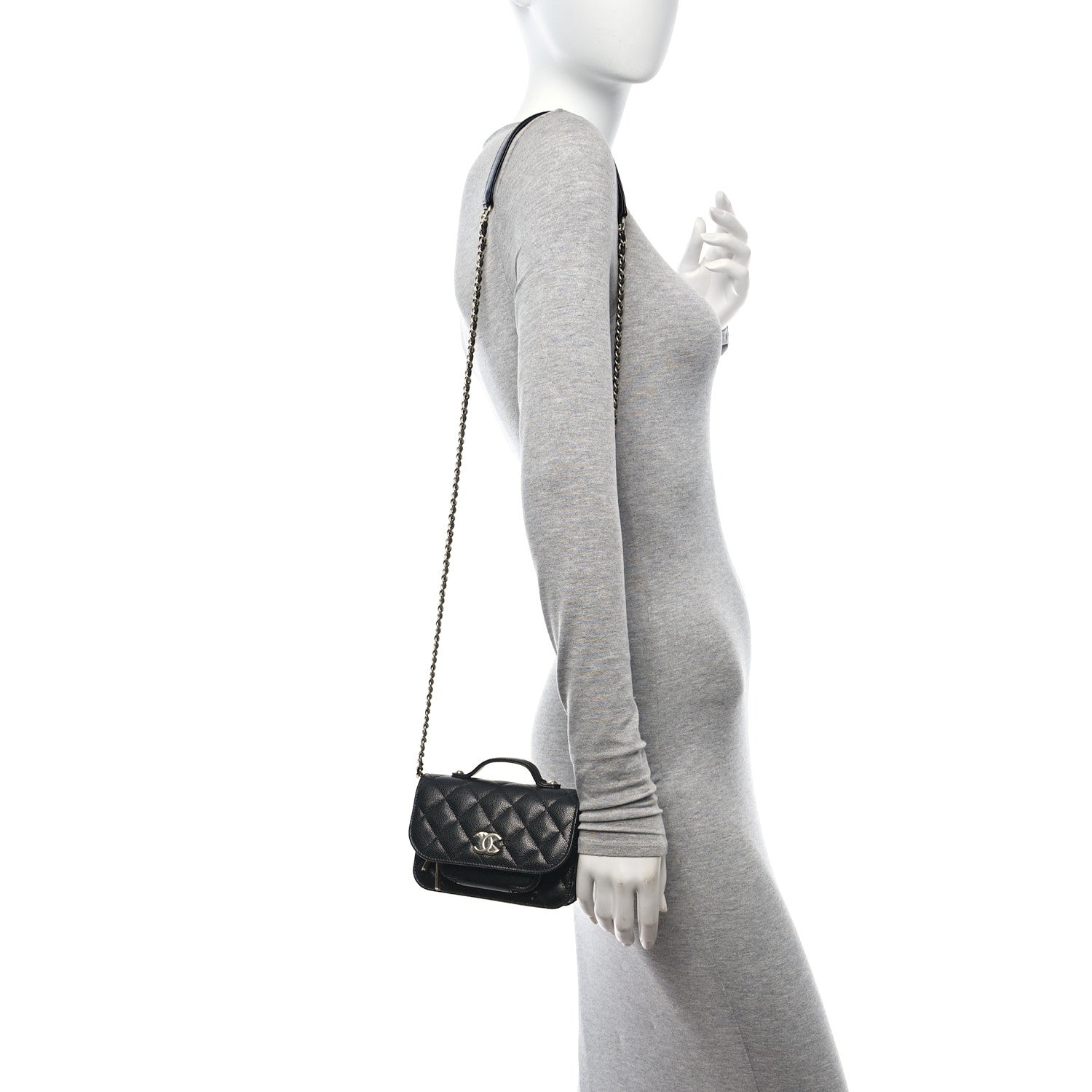 Chanel Caviar Quilted Business Affinity Clutch With Chain Black 2 of 12