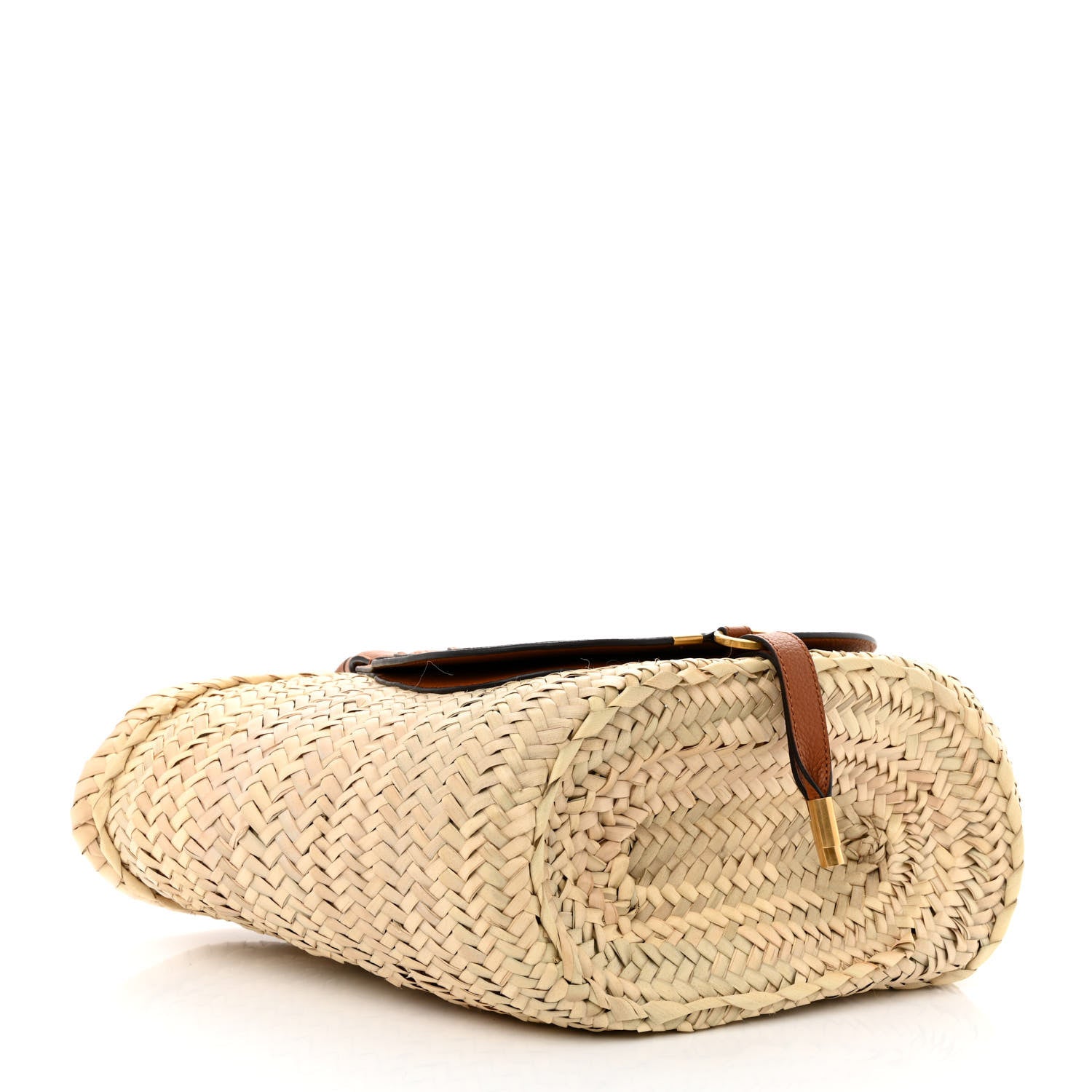 Chloe Raffia Small Grain Calfskin Medium Marcie Basket Tan 4 of 12