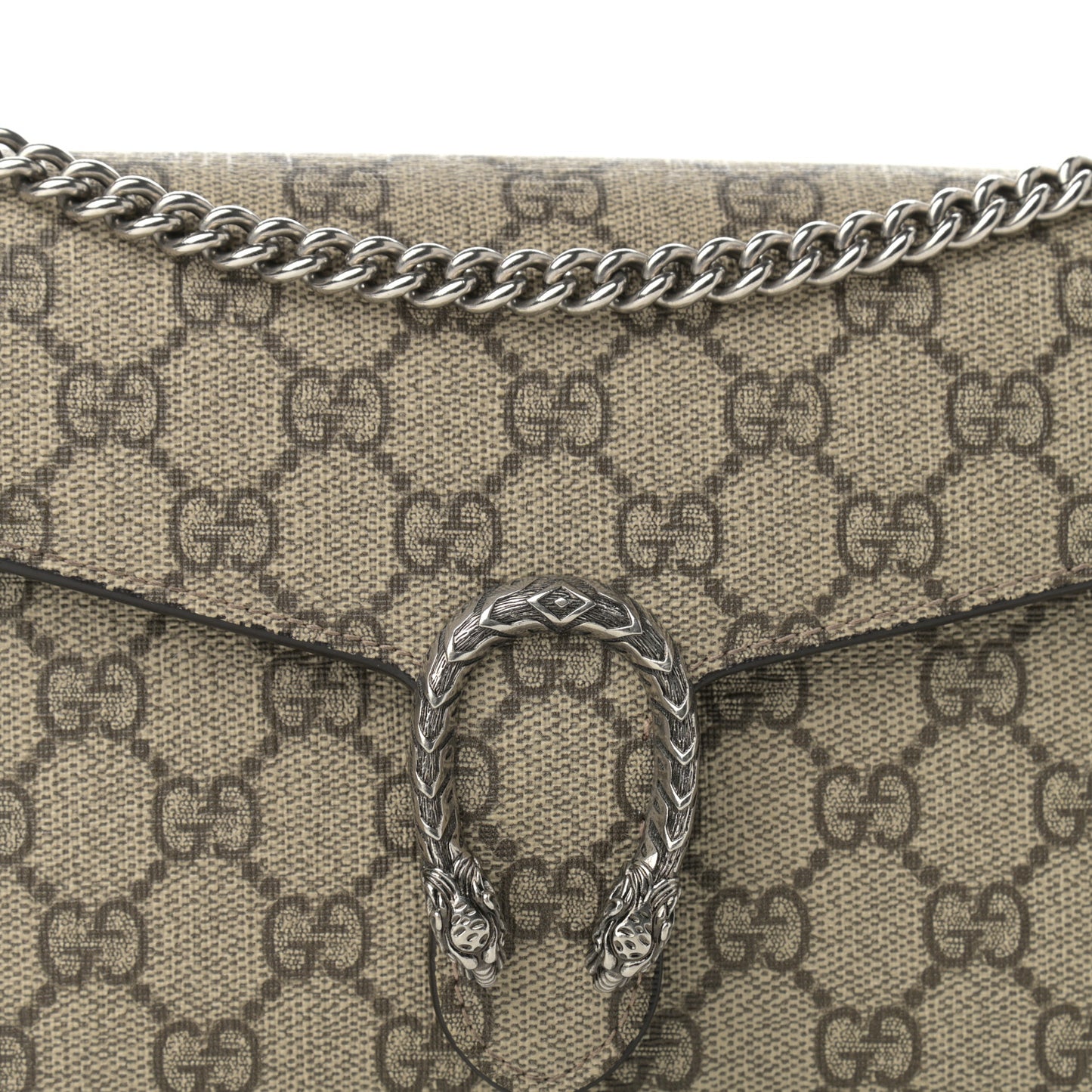 GG Supreme Monogram Mini Dionysus Chain Wallet Beige Taupe