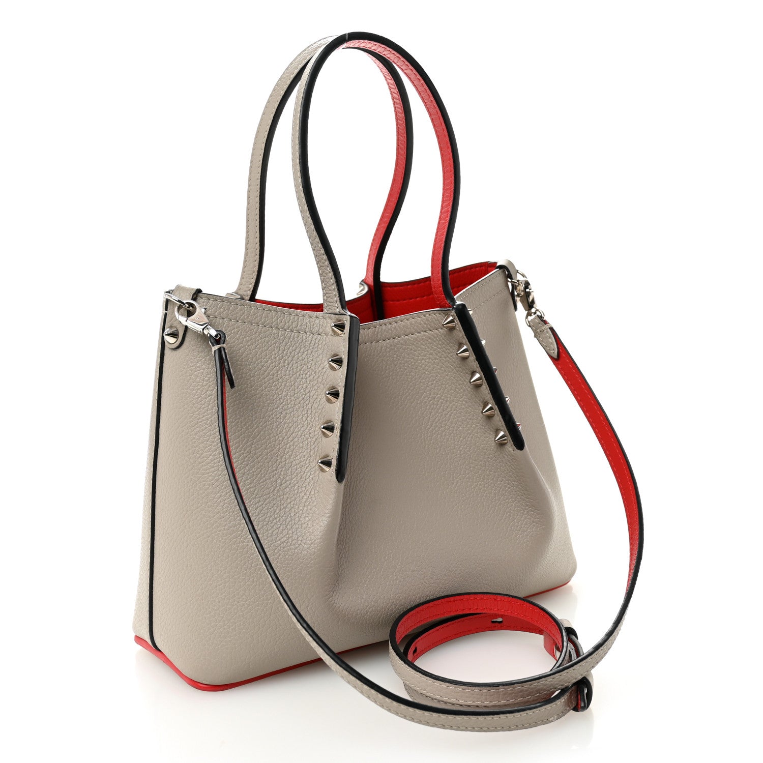 Christian Louboutin Calfskin Empire Spiked Mini Cabarock Shopper Tote Sasso 3 of 9