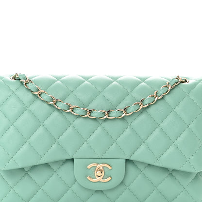 Chanel Caviar Quilted Jumbo Double Flap Light Green 8 of 11