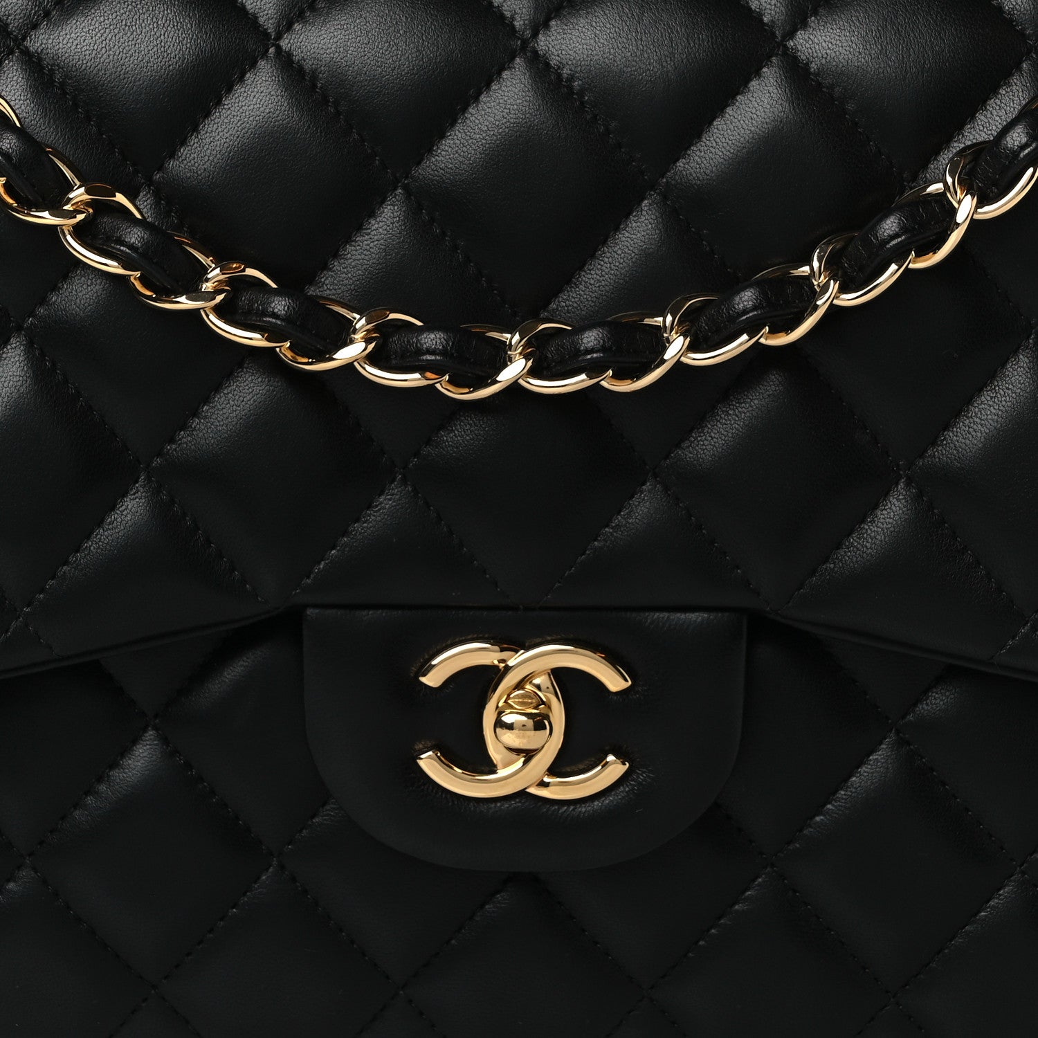 Chanel Lambskin Quilted Jumbo Double Flap Black 7 of 9