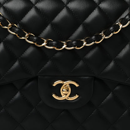 Chanel Lambskin Quilted Jumbo Double Flap Black 7 of 9