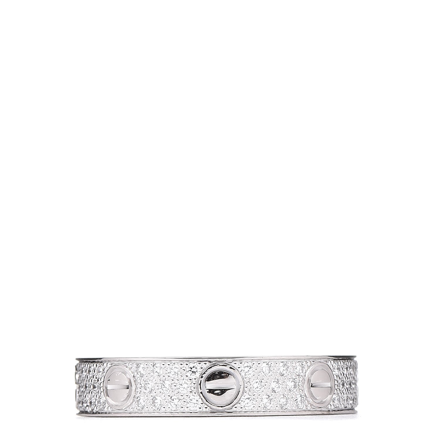 Cartier 18K White Gold Diamond 4mm LOVE Wedding Paved Band Ring 51 5.75 3 of 5